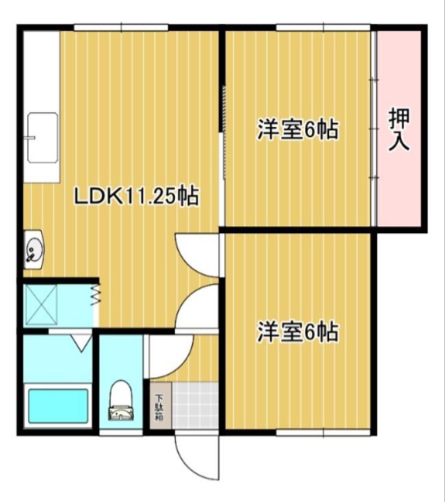 オホーツクマンション(2LDK/2階)の間取り写真