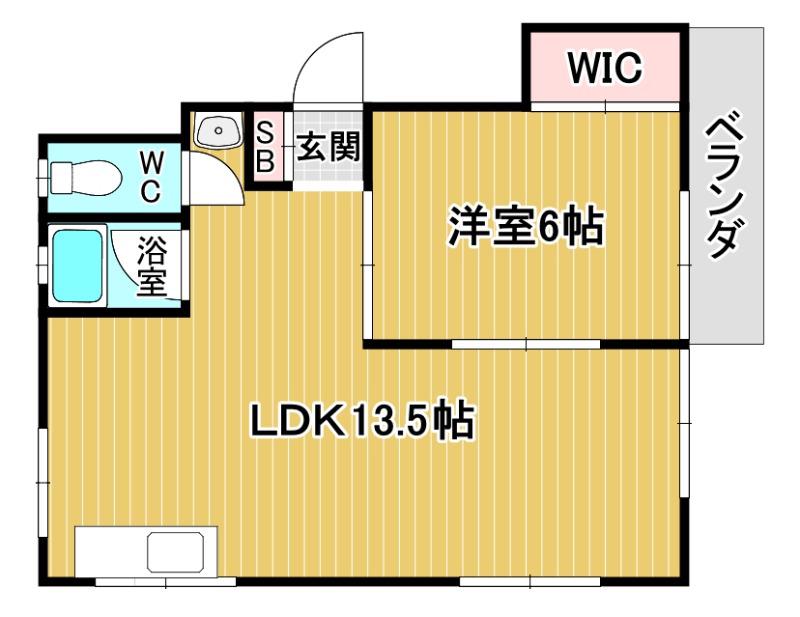 鉢塚マンション(1LDK/2階)の間取り写真
