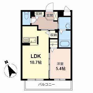 グラン・シェクル浜寺公園(1LDK/2階)の間取り写真