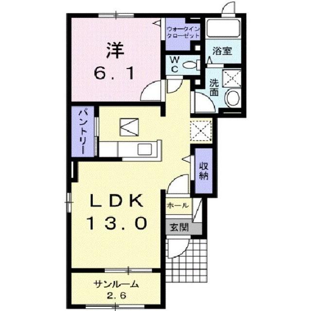 高瀬川ハイツII(1LDK/1階)の間取り写真