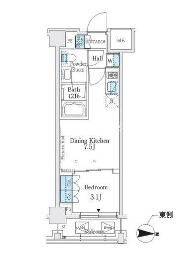 ジェイグランコート品川西大井イースト(1DK/4階)の間取り写真