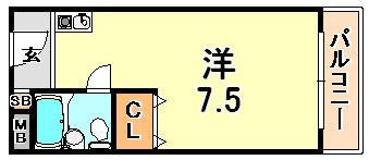 メゾンド六甲パートII(ワンルーム/3階)の間取り写真
