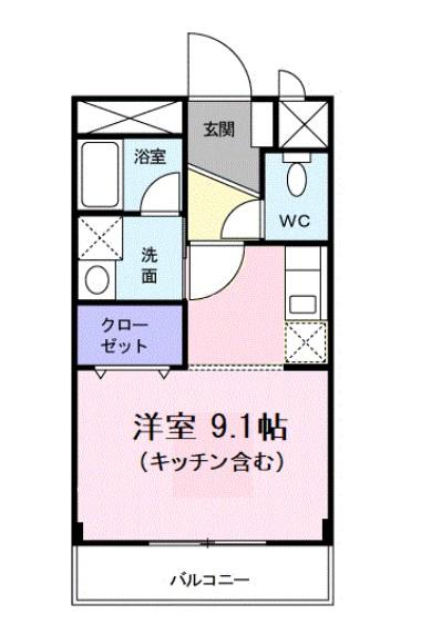 コートハイム宮原(ワンルーム/1階)の間取り写真