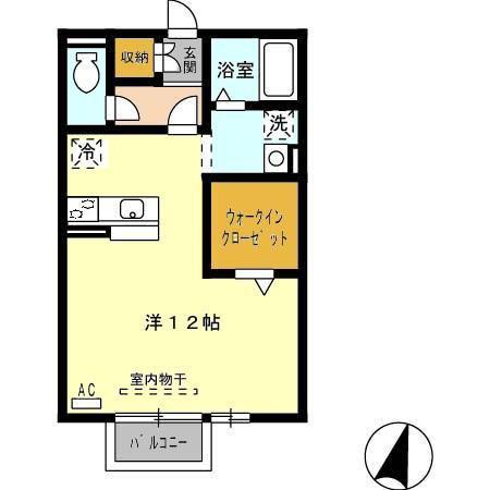 プレミール北口B(ワンルーム/2階)の間取り写真