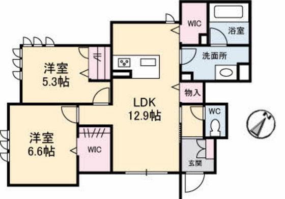 エスポワール戸坂山崎(2LDK/1階)の間取り写真