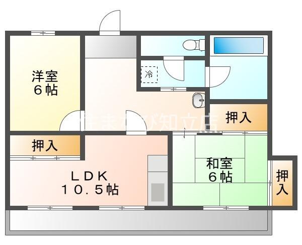 大陽ビル(2LDK/3階)の間取り写真