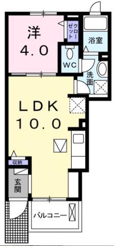 クラール名東イースト C(1LDK/1階)の間取り写真
