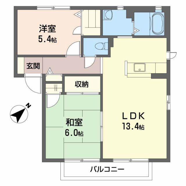 シャーメゾン黒川 B棟(2LDK/2階)の間取り写真