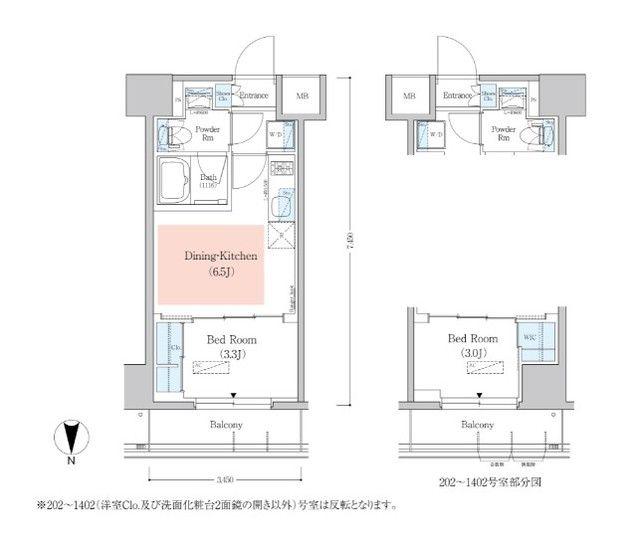 アーバネックス深川木場(1DK/14階)の間取り写真