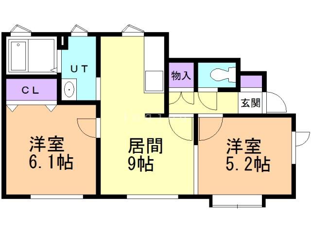 メゾン午砲台(2DK/1階)の間取り写真