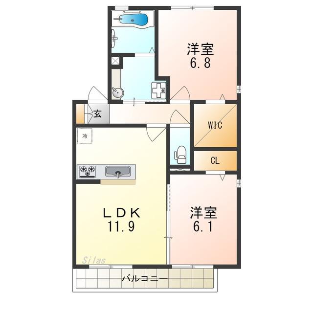 アヴァンセ和泉中央 A棟(2LDK/1階)の間取り写真