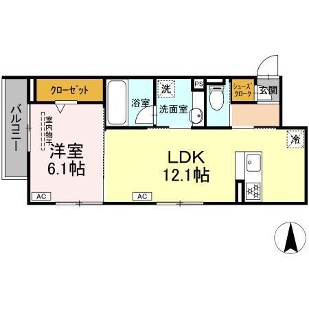 パルセレッソ(1LDK/3階)の間取り写真