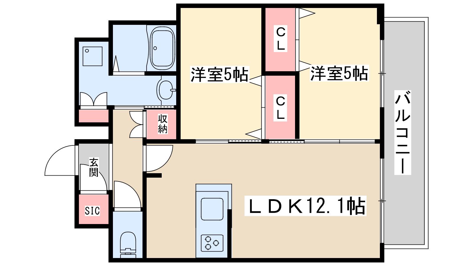 プレサンス京橋GREEN YARDアルミラ(2LDK/7階)の間取り写真