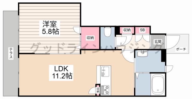 フェリシード桜丘 A棟(1LDK/1階)の間取り写真