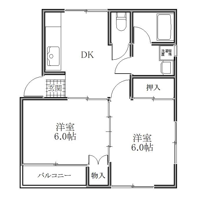 レイクサイドA(2DK/1階)の間取り写真