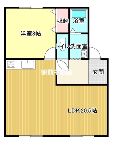 セジュール小池B棟(1LDK/1階)の間取り写真