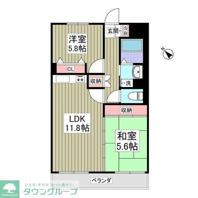 ピュアコート柏(2LDK/2階)の間取り写真