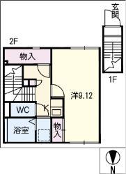 レオネクスト元八事西(1K/2階)の間取り写真