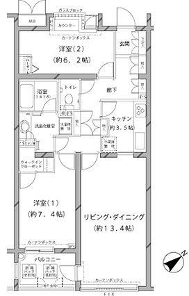 MFPRコート代官山(2LDK/4階)の間取り写真