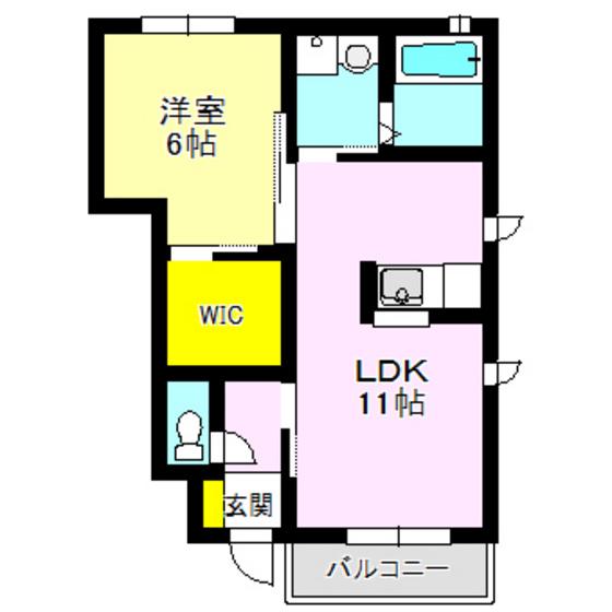 トワベール C棟(1LDK/1階)の間取り写真