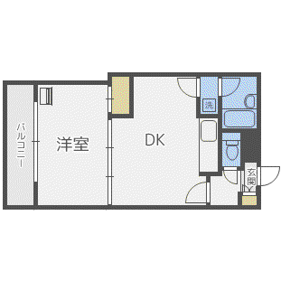 エルシティーパーク(1DK/2階)の間取り写真