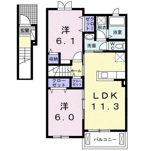 ボニータ・A(2LDK/2階)の間取り写真