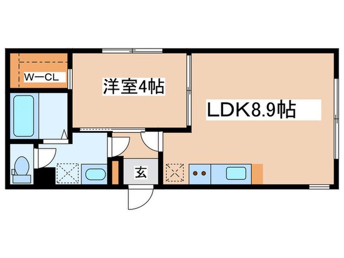 プラシード砧(1LDK/2階)の間取り写真