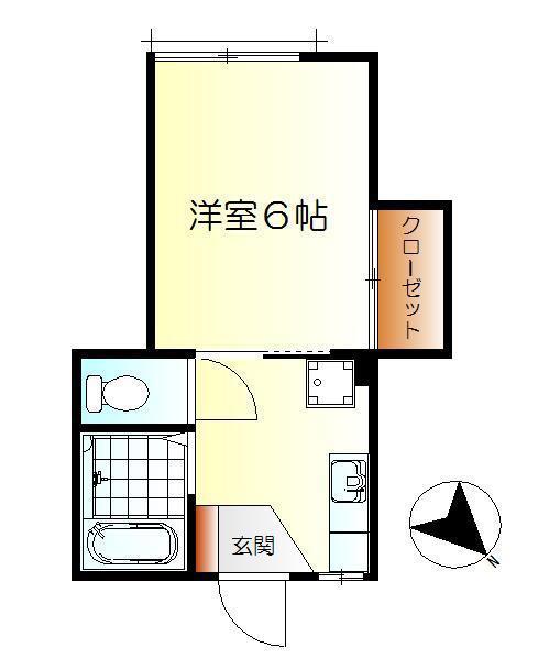 北岡ハイツ(1K/1階)の間取り写真
