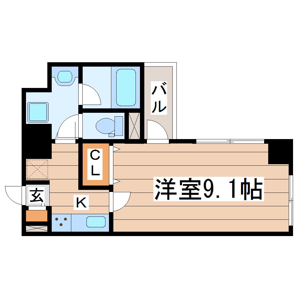 ガーネットヒルズ上杉(1K/2階)の間取り写真
