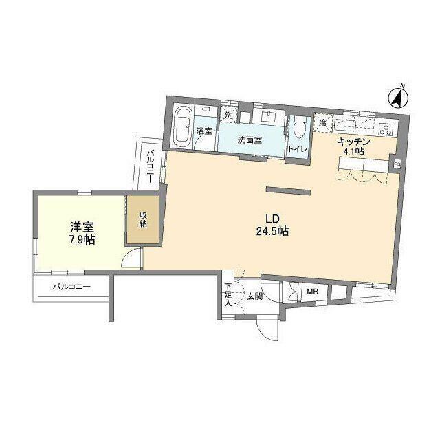 パス牛込神楽坂(1LDK/4階)の間取り写真