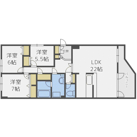 イーホライズン旭山(3LDK/2階)の間取り写真