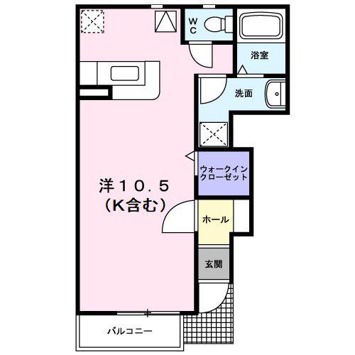 ヴェルサン ヴィラ(ワンルーム/1階)の間取り写真