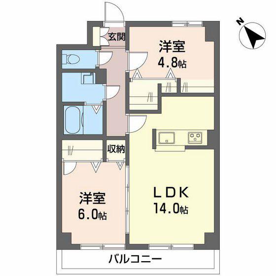 ダ・カーポ祇園(2LDK/3階)の間取り写真