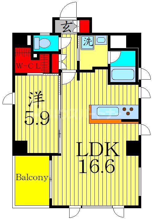 SHIN-HATOYA(1LDK/5階)の間取り写真