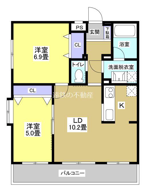 グランドガーデン凛(2LDK/1階)の間取り写真