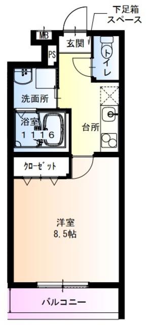 フジパレス俊徳道イースト(1K/2階)の間取り写真