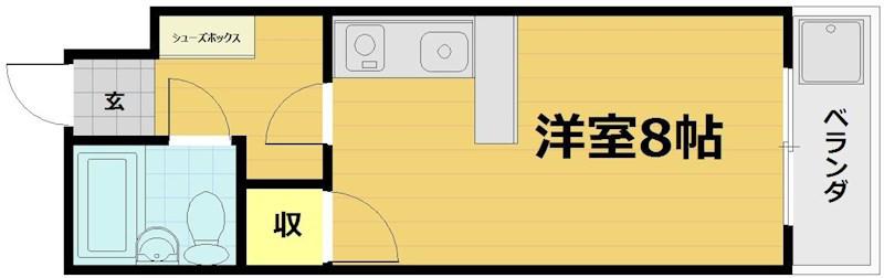 ジョイフル宇治(ワンルーム/1階)の間取り写真