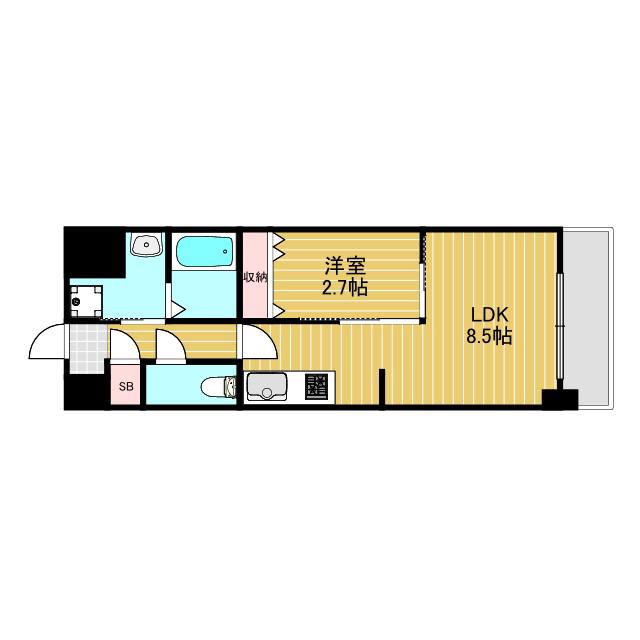 グランドステージ十三(1LDK/8階)の間取り写真