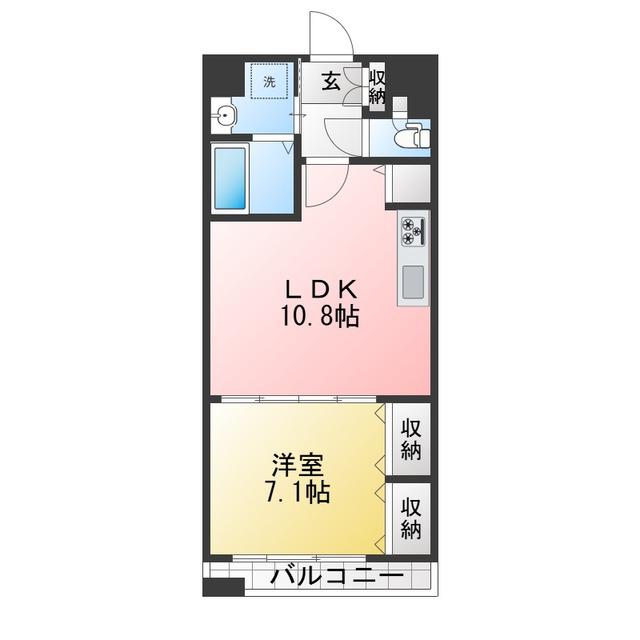 サンライズ時和(1LDK/4階)の間取り写真