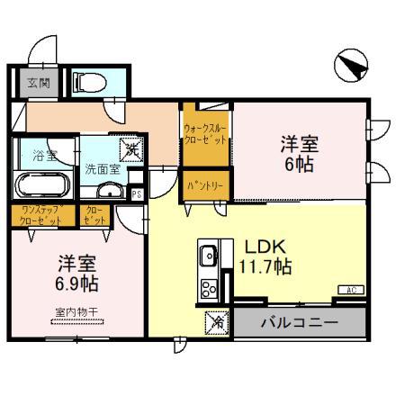 アルベルタ(2LDK/2階)の間取り写真