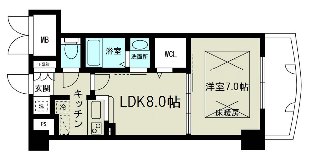 ノルデンタワー天神橋アネックス(1LDK/5階)の間取り写真
