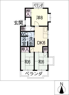 サンライズ栄(3DK/1階)の間取り写真