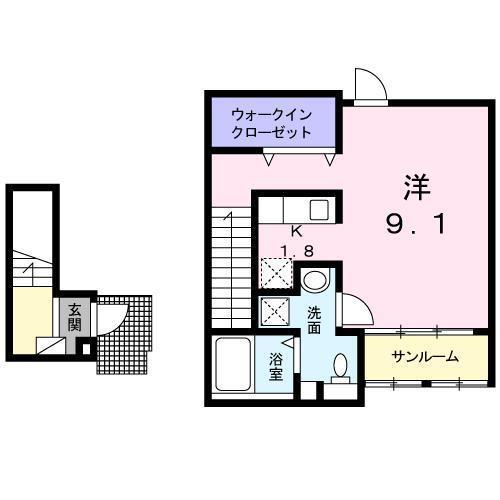 フランフレーシュ(1K/2階)の間取り写真