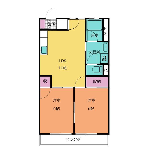 レジデンス鶴(2LDK/1階)の間取り写真