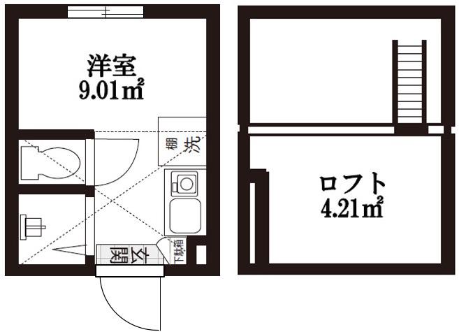GARUNA OKUBO(ワンルーム/2階)の間取り写真