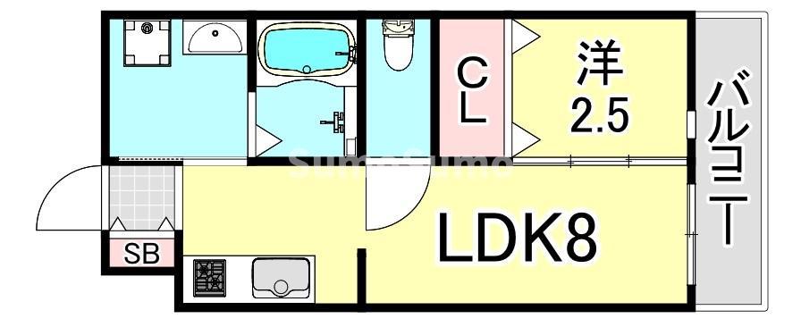 AILE甲東園(1LDK/2階)の間取り写真