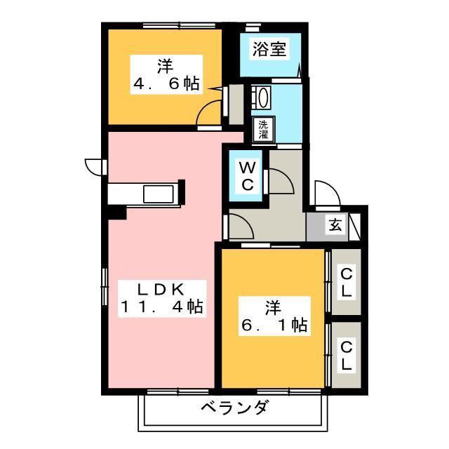 LACOUR B(2LDK/1階)の間取り写真