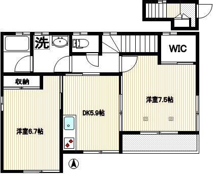 祖師谷4丁目アパート(2DK/2階)の間取り写真
