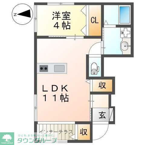 シェルル(1LDK/1階)の間取り写真