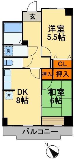 グラースマロニエ(2DK/3階)の間取り写真